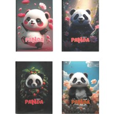 Gıpta Panda Spiralli Karton Kapak Defter A4 80 Yaprak Çizgili 7086 (Karışık Renk 1 Adet)