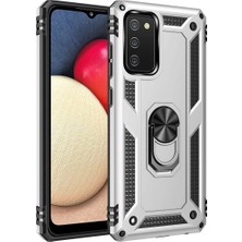 Senka Galaxy A03S Kılıf Sofya Yüzüklü Kapak - Gümüş