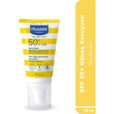 Mustela SPF 50+ Çok Yüksek Koruma Faktörlü Güneş Losyonu 40 ml Tüm Aile İçin Suya Dayanıklı
