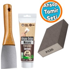 Nzb Ahşap Tamir Seti  Açık Meşe Renk 200G Tamir Macunu 6 cm Spatula 220 Kum Zımpara