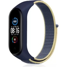 Senka Newface Mi Band 4 Hasırlı Cırtcırtlı Kordon - Sarı-Lacivert