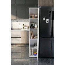 Gold Falez Banyo Dolabı Dar Boy Dolap Raflı Kapaklı Çok Amaçlı Organizer 5 Katlı 266 Beyaz