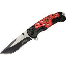 MiraLive MX10B Kırmızı Testereli Outdoor Çakı 21 cm - Otomatik, Perçinli