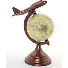 Venüs Shopping 25X15 cm Pirinç Uçak Tasarımlı Dünya Küre