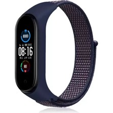 Senka Newface Mi Band 4 Hasırlı Cırtcırtlı Kordon - Lacivert-Mor