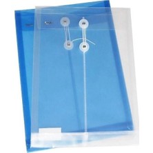 Smato A4 İpli Körüklü Evrak Zarfi Şeffaf Dik Mavi W7535 (10 Lu Paket)