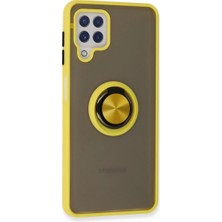 Senka Newface Samsung Galaxy A22 Kılıf Montreal Yüzüklü Silikon Kapak - Sarı