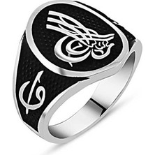 Pazarcan Gümüş Osmanlı Tuğralı Erkek Yüzük