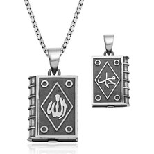 Pazarcan Gümüş Içi Açılabilen Allah Yazılı Muskalık Kolye