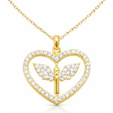 Pazarcan Gümüş Gold Mikail Meleği Figürlü Kadın Kolye