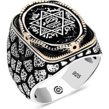 Pazarcan Gümüş Süleyman Mührü Oval Erkek Yüzük