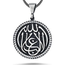 Pazarcan Gümüş La Galiba Illallah Yazılı Gümüş Kolye