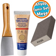 Nzb Ahşap ve Duvar Tamir Seti (1 Adet) Meşe 200G Dolgu Macunu 6 cm Spatula 220 Kum Zımpara