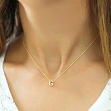 Pazarcan Gümüş Gold 3 Boyutlu G Harf Bayan Kolye