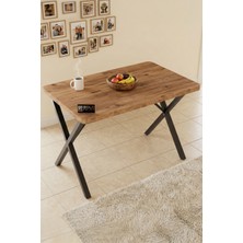 GOLDFALEZ  Mutfak Masası 110x70 cm Modern Ahşap Görünümlü Yemek Masası Ofis Bahçe Balkon Cafe Masa 9830 Atlantk