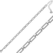 Pazarcan Gümüş Kare Taşlı Kadın Bileklik