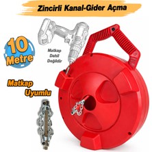 Dali (10 Metre) Matkap Uyumlu 1/4" Şaft Tel Profesyonel Tesisat Gider Tıkanıklık Açma Makinası Manuel