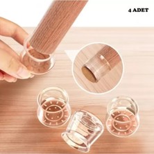 Fta Ticaret 4'lü Keçeli Şeffaf Silikon Sandalye Ayak Koruyucu Seti