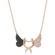 Pazarcan Gümüş Kalpli Melek Bayan Kolye