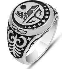 Pazarcan Gümüş Kurt Motifli Erkek Yüzük