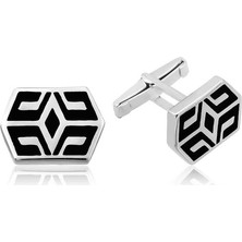 Pazarcan Gümüş Desenli Kol Düğmesi