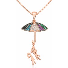 Pazarcan ​gümüş Şemsiye Tutan Aşıklar Kolye