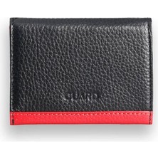 Guard Siyah - Kırmızı Çift Renk Bölmeli Hakiki Deri Kredi Kartlık - GRD260404WT1745