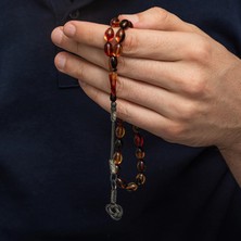Pazarcan Gümüş Karışık Renk Kazaz Püsküllü Sıkma Kehribar Tesbih