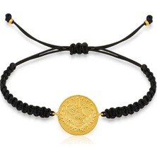 Pazarcan Gümüş Detaylı Makrome Ipli Bileklik