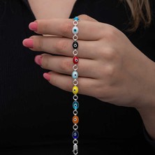 Pazarcan Gümüş Renkli Nazar Mineli Kadın Bileklik