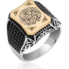 Pazarcan Gümüş Kelime-I Tevhid Yazılı Erkek Yüzük