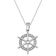 Pazarcan Gümüş Gemi Dümeni Kolye