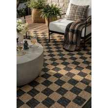 Pera Halı Kahve ve Siyah Dama Desenli Sisal Halı - FM04BL