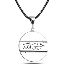 Pazarcan Gümüş Arapça Hasbiyallah Yazılı Kolye