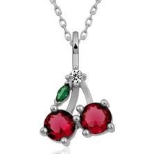 Pazarcan Gümüş Kiraz Figürlü Meyve Kadın Kolye