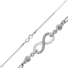 Pazarcan Gümüş Zirkon Taşlı Sonsuzluk Kadın Bileklik