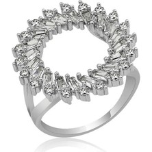 Pazarcan Gümüş Trapez Taşlı Bayan Yüzük