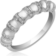 Pazarcan Gümüş Zirkon Taşlı Kadın Yüzük