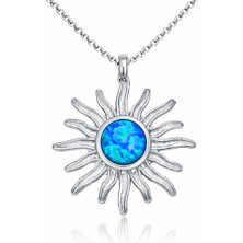 Pazarcan ​gümüş Opal Taşlı Güneş Kadın Kolye