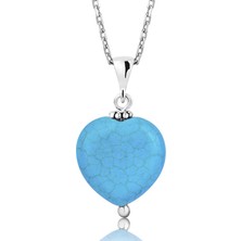 Pazarcan Gümüş Turkuaz Taşlı Bayan Kolye