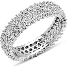 Pazarcan Gümüş 3 Sıra Beyaz Tamtur Bayan Alyans Yüzük