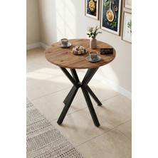 Gold Falez Mutfak Masası Yuvarlak 70 Çap Metal Ayak Yemek Masası Modern Balkon Bahçe Cafe Masa 9820 Atlantik