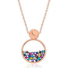 Pazarcan ​gümüş Mix Taşlı Çiğ Bayan Kolye