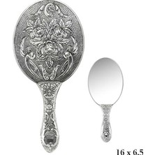 Pazarcan Gümüş 925 Ayar Gül Desenli El Aynası