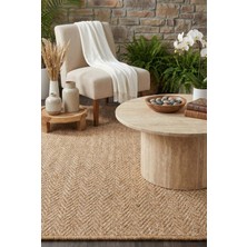Pera Halı Kahve ve Beyaz Küçük Zikzak Sisal Halı - FM03W