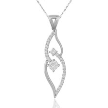 Pazarcan Gümüş Tek Taş Bayan Kolye