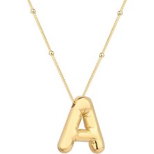 Pazarcan Gümüş Gold Balon A Harfi Kadın Kolye