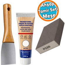 Nzb Ahşap ve Duvar Tamir Seti Beyaz 200 gr Dolgu Macunu 6 cm Spatula 220 Kum Zımpara