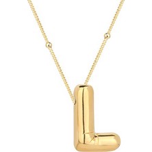 Pazarcan Gümüş Gold Balon L Harfi Kadın Kolye