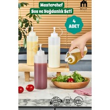 Muf Home Qlux Ideas 4'lü Masterchef Pratik Sosluk Yağlık Seti - Ketçap Mayonez Krep Salata Sosu Sıkma Şişesi